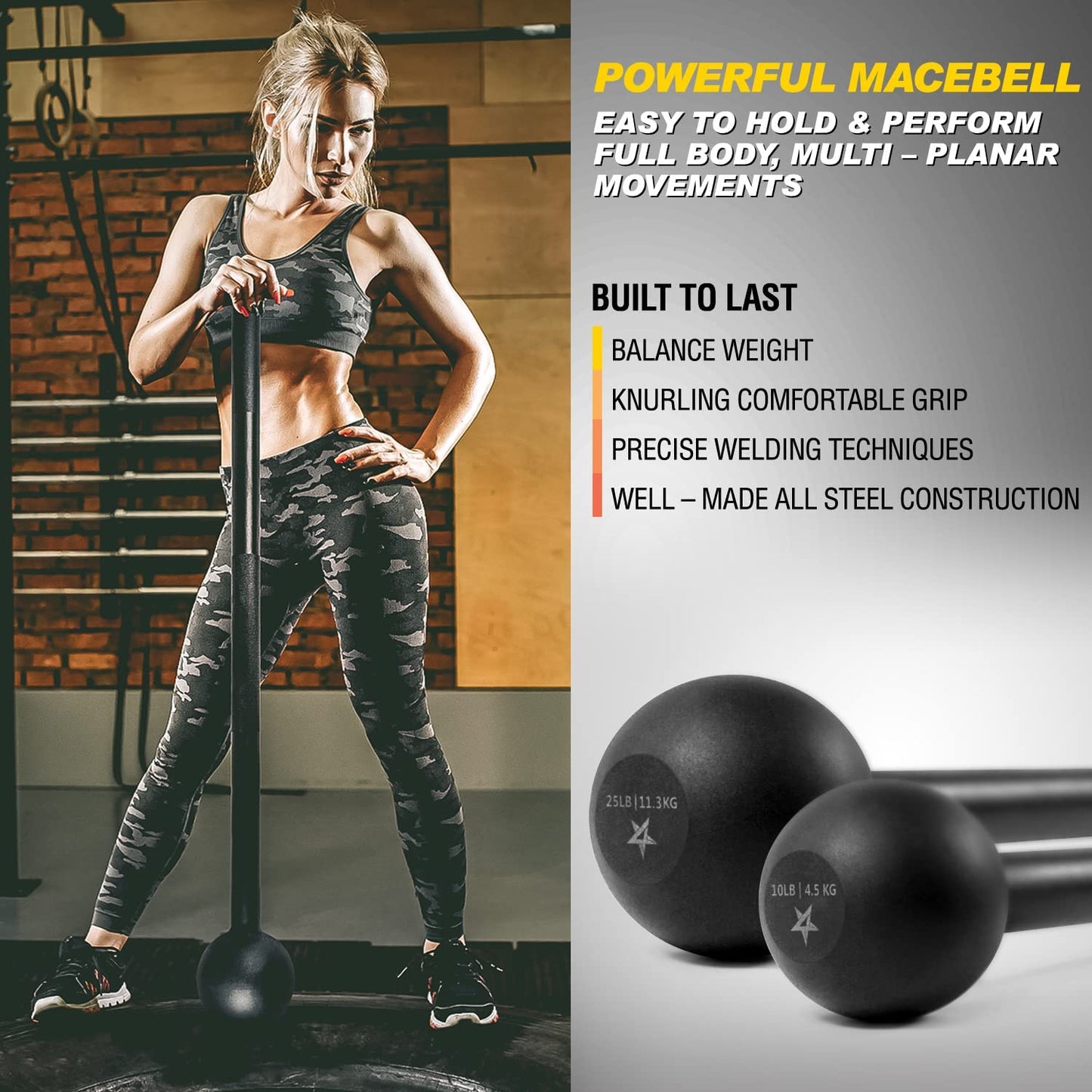 Steel Mace Bell for Strength Training – Full-Body Grip & Forearm Workout