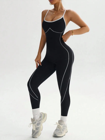 Women'S Seamless High Stretch Knit Halter Sporty Jumpsuit Tight Fit Nine-Quarter Pants, Back Cross Shoulder Straps, Outdoor Cycling Gym Yoga Daily Wear Sports Jumpsuits Workout Jumpsuits Sportswear Jumpsuit
