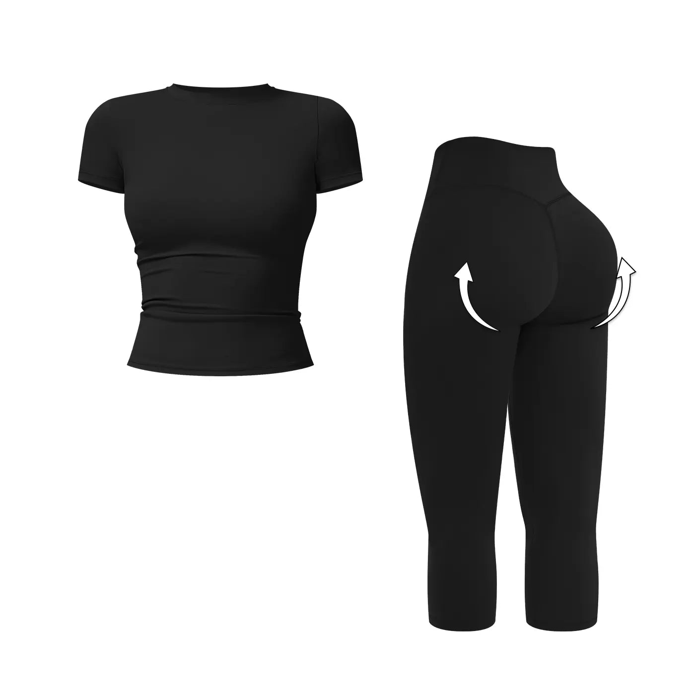 MFVIM Women’S Breathable Body-Shaping Yoga Outfit, High-Waisted Quick-Dry Fitness Wear, Versatile Three-Quarter Shorts Sports Set,Summerwins