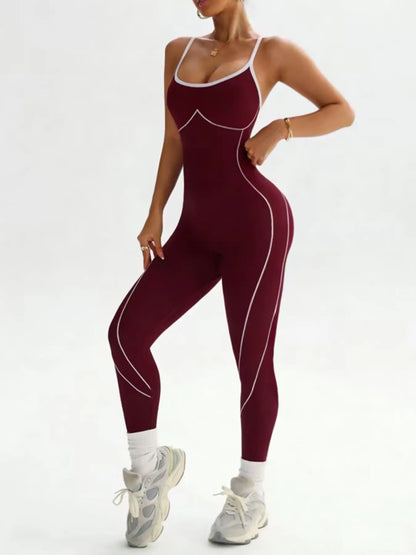 Women'S Seamless High Stretch Knit Halter Sporty Jumpsuit Tight Fit Nine-Quarter Pants, Back Cross Shoulder Straps, Outdoor Cycling Gym Yoga Daily Wear Sports Jumpsuits Workout Jumpsuits Sportswear Jumpsuit