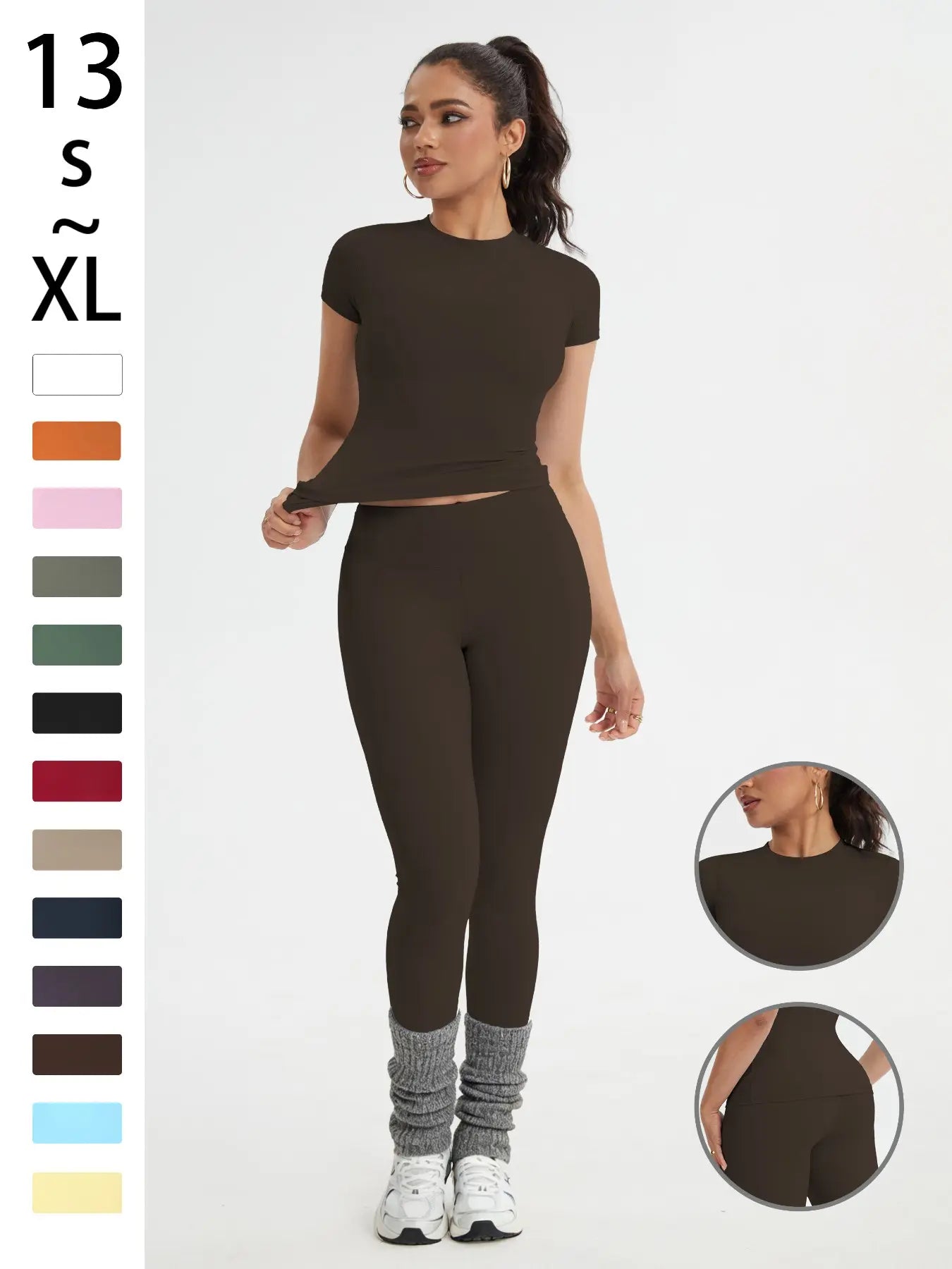 Women'S Sportswear Set, Slim-Fit Short-Sleeve Top and High-Waisted Yoga Pants, Ideal for Gym, Running and Outdoor Activities, Gym Yoga Outfit, High Stretch Activewear, Running Workout Suit, Sporty Style Outfits