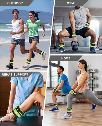 Adjustable Ankle Weights (Pair) with Removable Weights – Jogging, Toning & Therapy