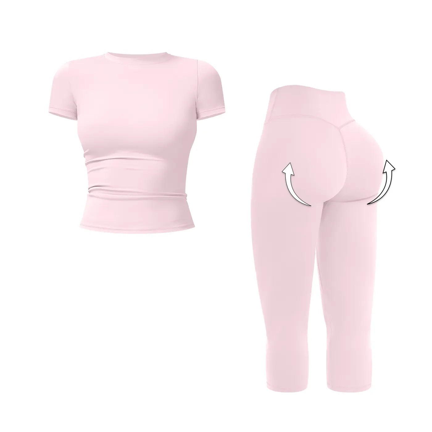 MFVIM Women’S Breathable Body-Shaping Yoga Outfit, High-Waisted Quick-Dry Fitness Wear, Versatile Three-Quarter Shorts Sports Set,Summerwins