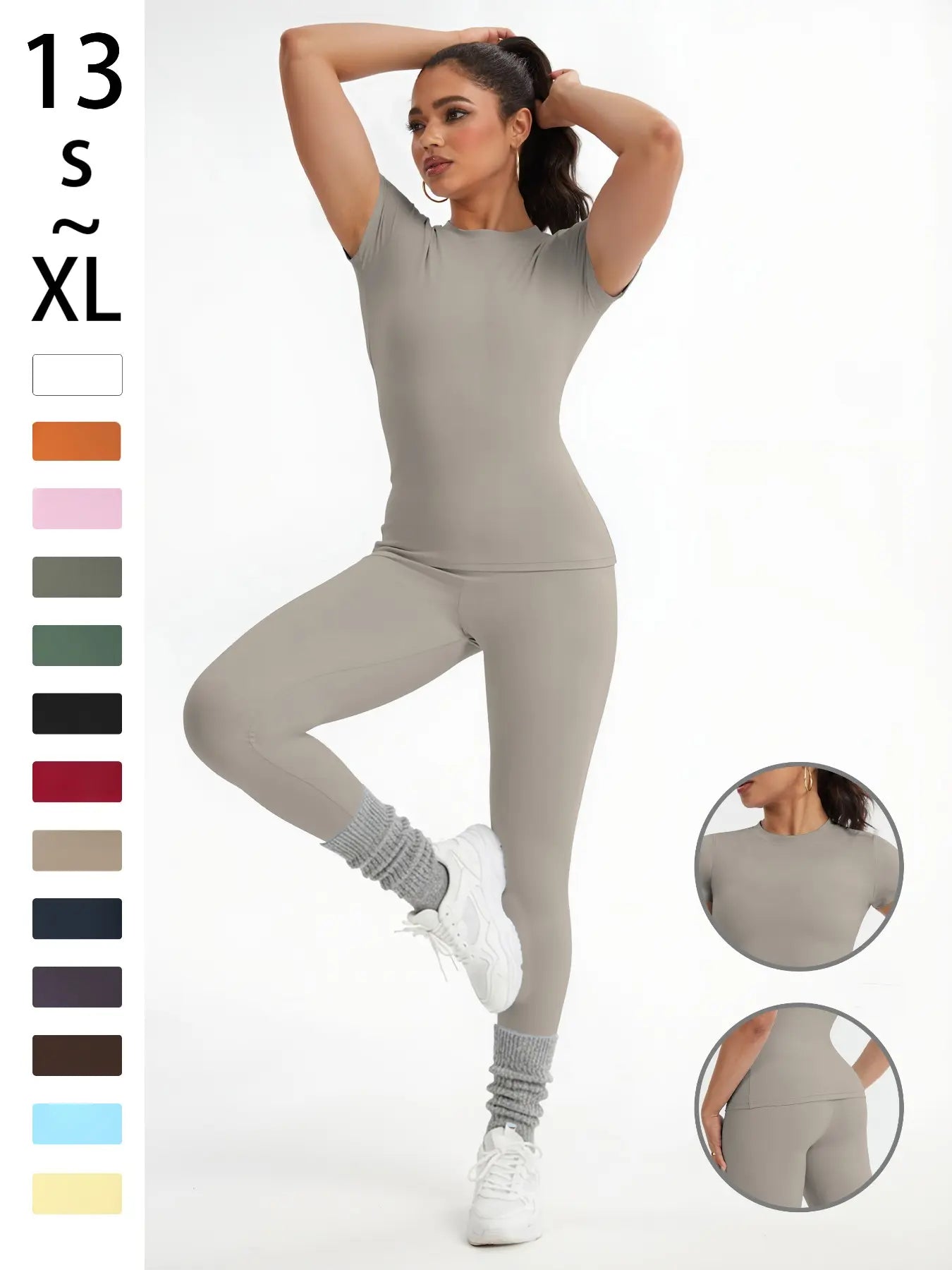 Women'S Sportswear Set, Slim-Fit Short-Sleeve Top and High-Waisted Yoga Pants, Ideal for Gym, Running and Outdoor Activities, Gym Yoga Outfit, High Stretch Activewear, Running Workout Suit, Sporty Style Outfits