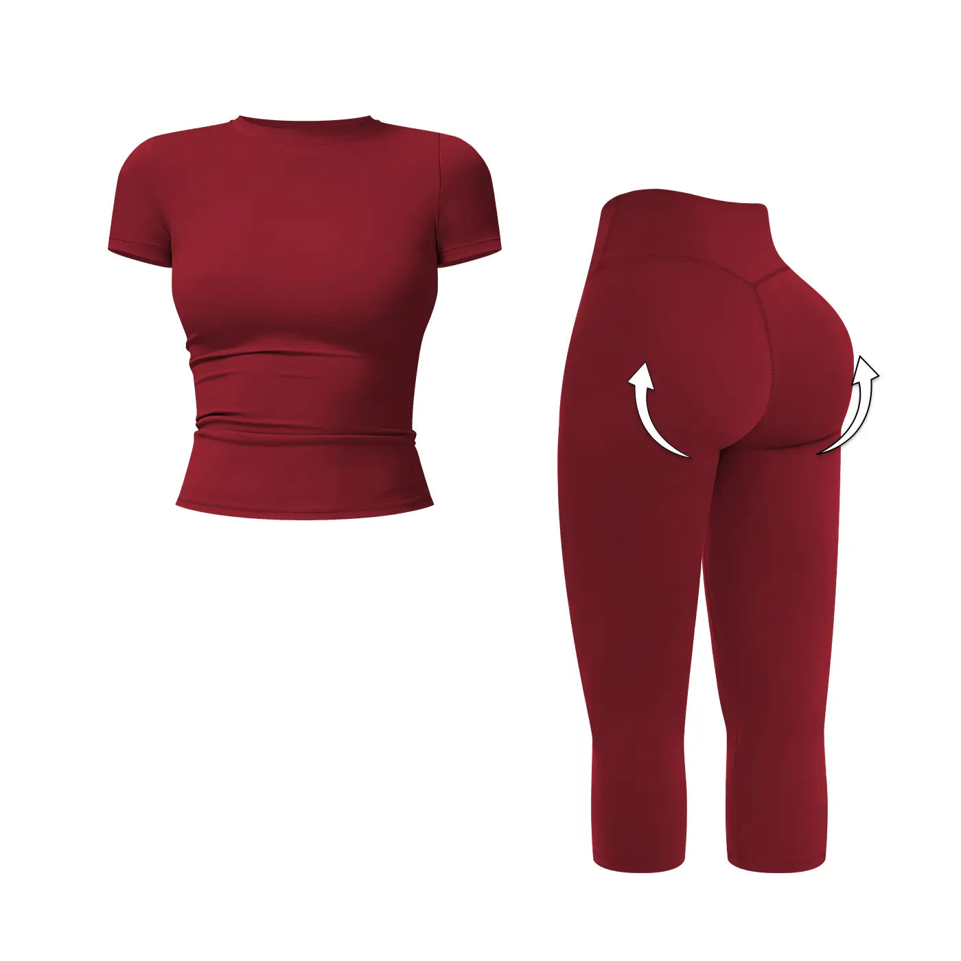 MFVIM Women’S Breathable Body-Shaping Yoga Outfit, High-Waisted Quick-Dry Fitness Wear, Versatile Three-Quarter Shorts Sports Set,Summerwins