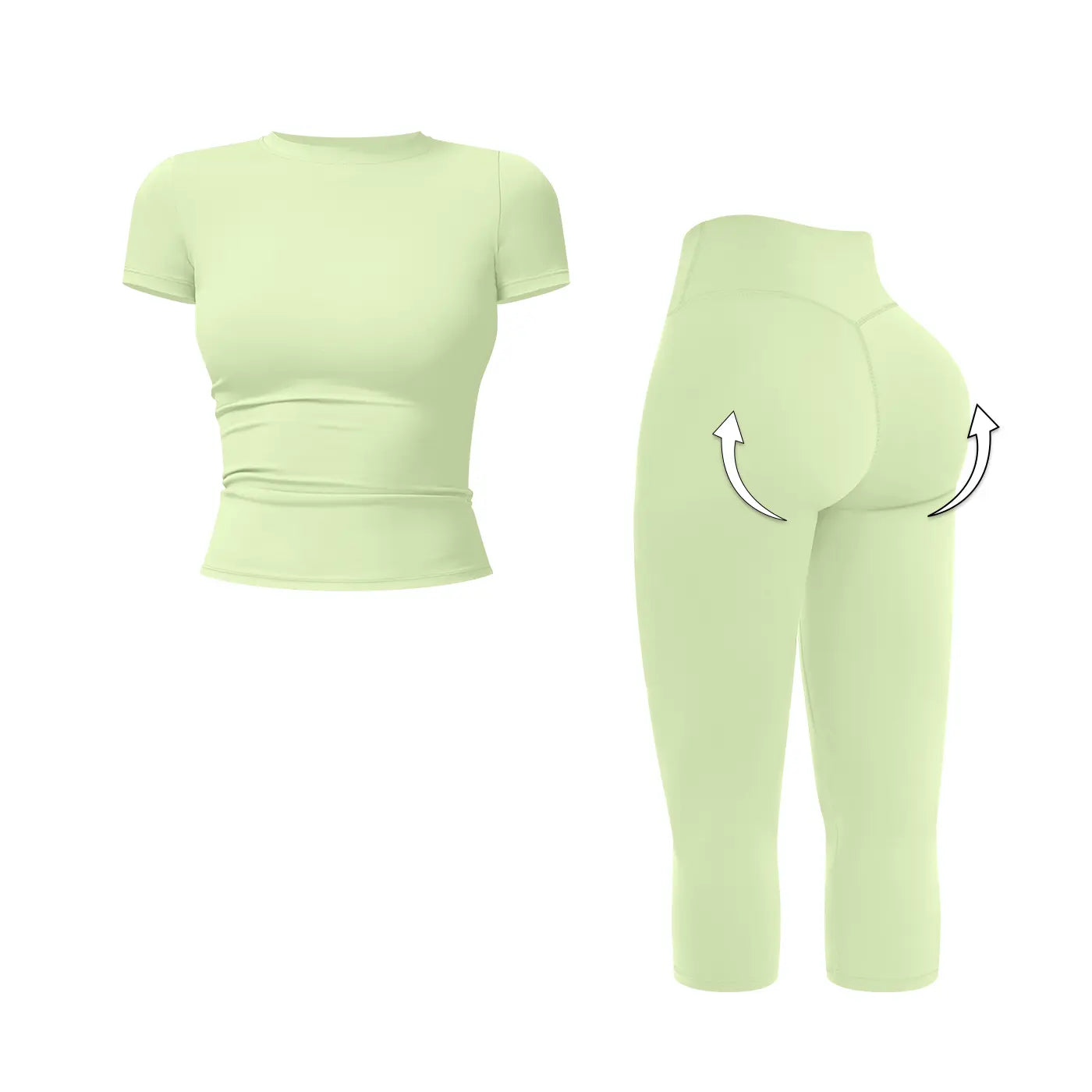 MFVIM Women’S Breathable Body-Shaping Yoga Outfit, High-Waisted Quick-Dry Fitness Wear, Versatile Three-Quarter Shorts Sports Set,Summerwins